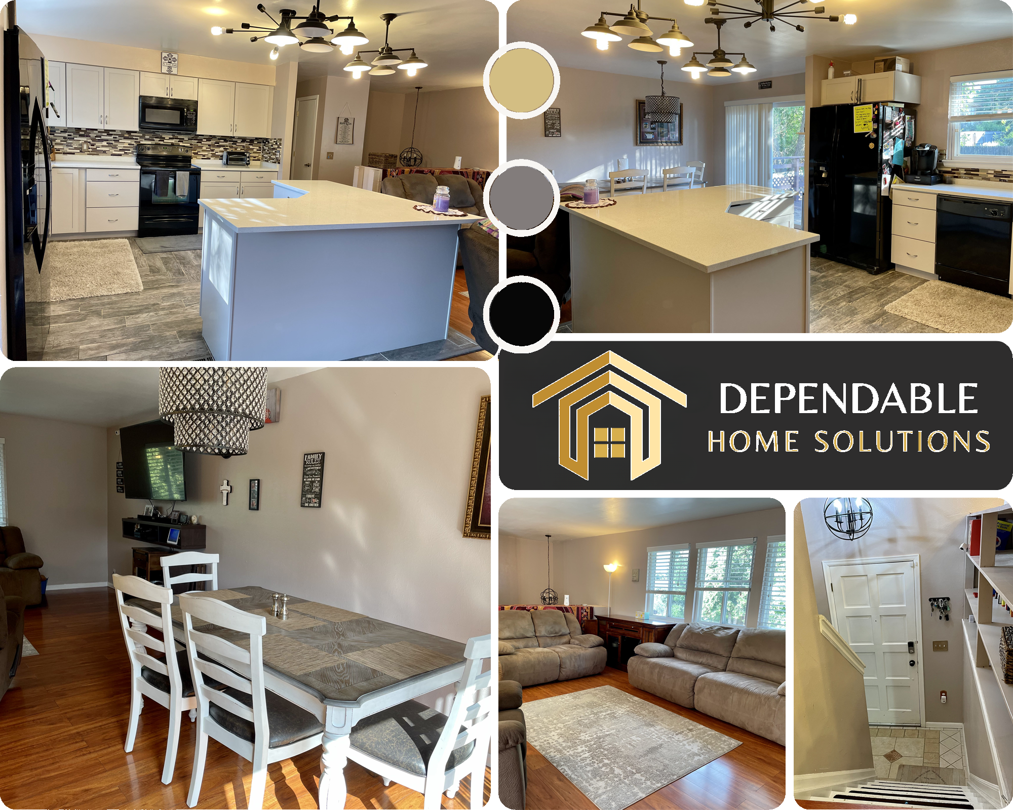 White Kitchen Peninsula Refinish & Open Dining Remodel - After