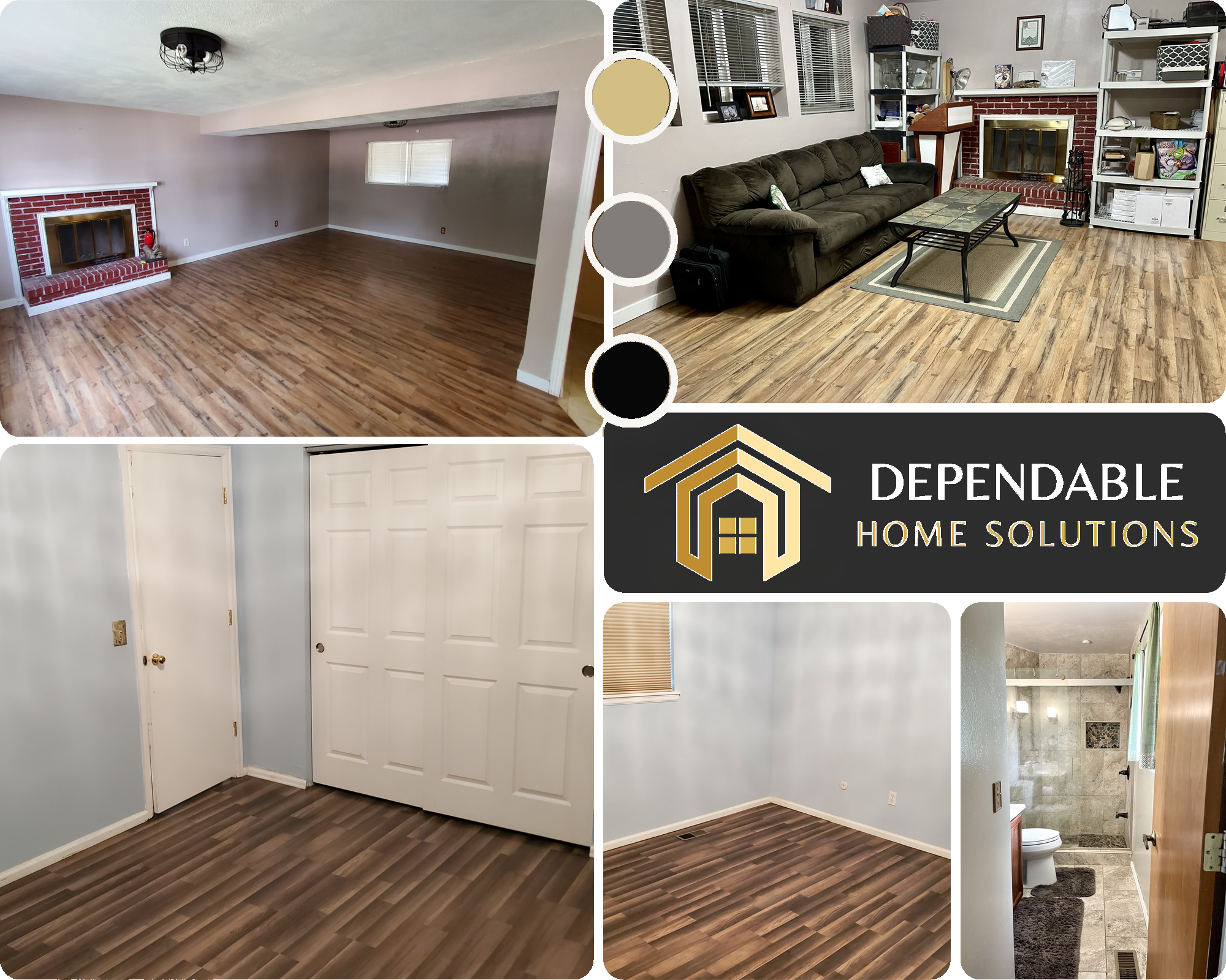 Lower-Level Fireplace Family Room & Bedroom LVP Remodel - After